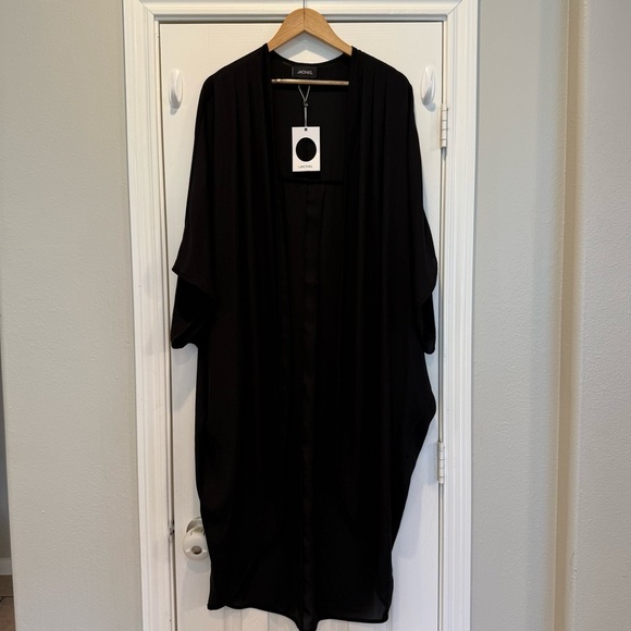 NWT Mini Chiffon Kimono Women’s One Size Black Sheer Duster Goth Grunge Cover Up - Picture 1 of 6